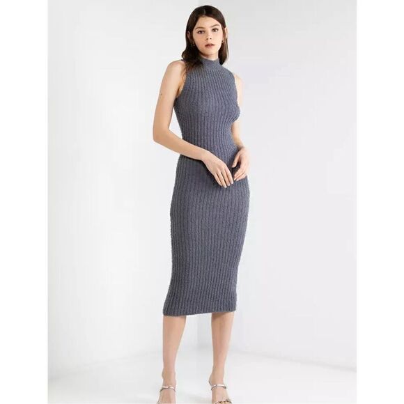 NWT Zara Tight Halter Neck Long Elegan Style Chenille Dress Size S - Picture 2 of 8